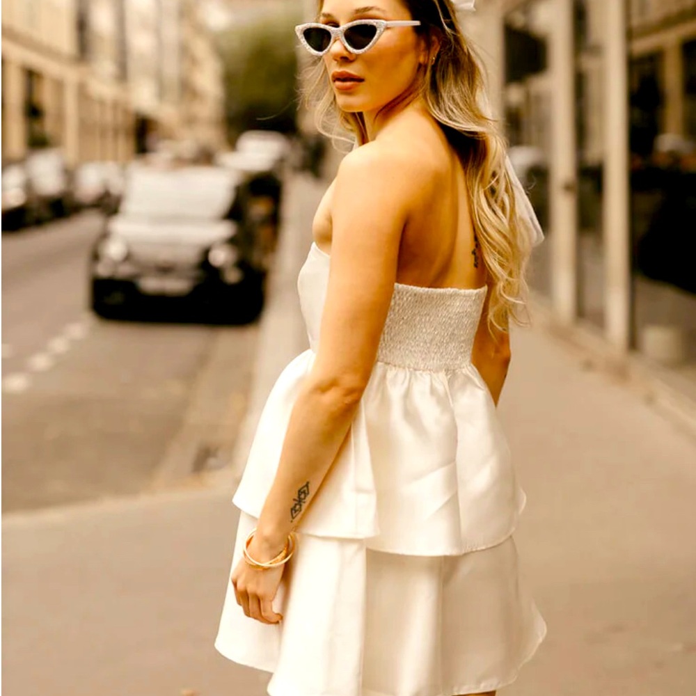 Calling all Brides!! Perfect 2nd dress! White tier mini dress